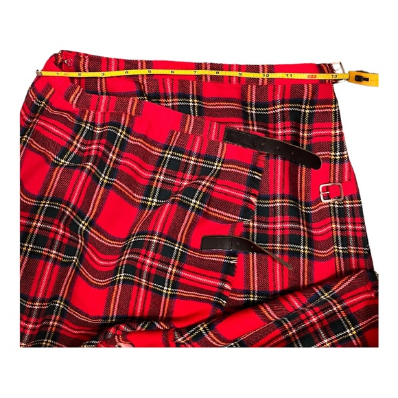Wool Scotland Red Tartan Plaid pleated Skirt / Small/ Adjustable - Picture 3 of 8